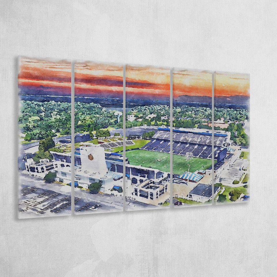 Navy Midshipmen Navy–Marine Corps Memorial Stadium Watercolor, 5 Pieces B, Multi Panel Canvas Prints Wall Art Decor