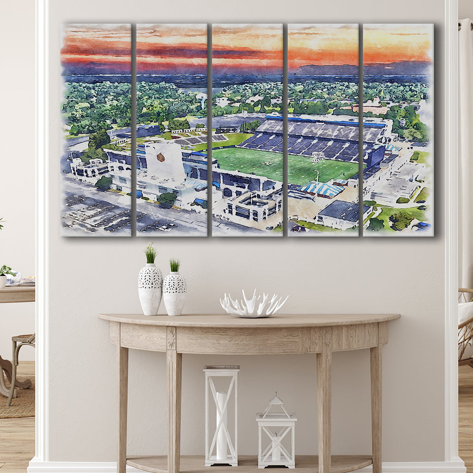 Navy Midshipmen Navy–Marine Corps Memorial Stadium Watercolor, 5 Pieces B, Multi Panel Canvas Prints Wall Art Decor