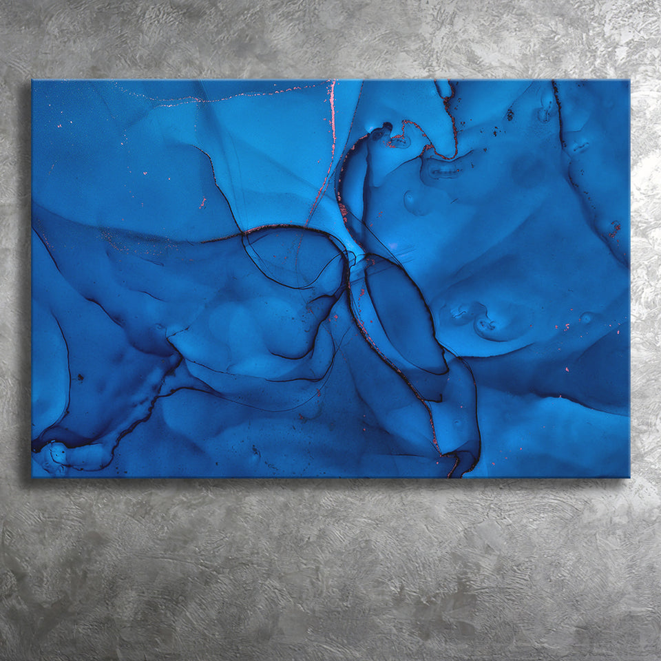 Navy Blue Marble Canvas Prints Wall Art Decor - Painting Canvas,Home Decor, Ready to Hang