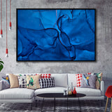 Navy Blue Marble Framed Canvas Prints Wall Art Decor, Framed Picture, Floating Frame