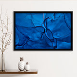 Navy Blue Marble Framed Canvas Prints Wall Art Decor, Framed Picture, Floating Frame