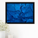 Navy Blue Marble Framed Canvas Prints Wall Art Decor, Framed Picture, Floating Frame