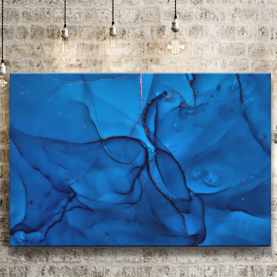 Navy Blue Marble Canvas Prints Wall Art Decor - Painting Canvas,Home Decor, Ready to Hang