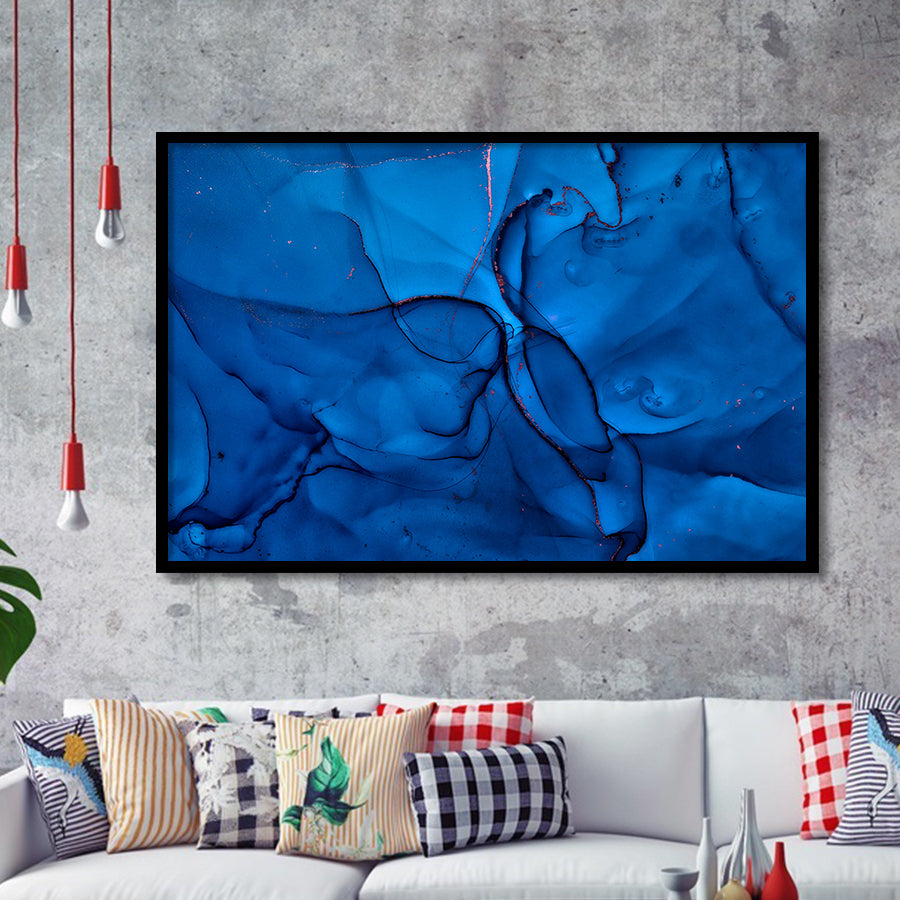 Navy Blue Marble Framed Art Prints Wall Art Decor, Framed Picture, Home Decor