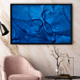 Navy Blue Marble Framed Canvas Prints Wall Art Decor, Framed Picture, Floating Frame