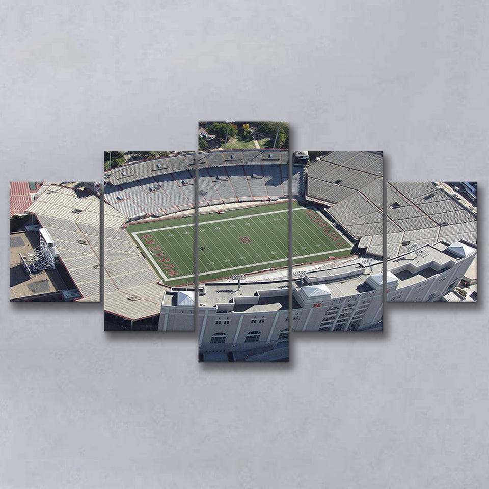 Nebraska Cornhuskers Stadium Canvas Prints Memorial Stadium Wall Art American,Multi Panels,Sport Stadium Art Prints, Fan Gift