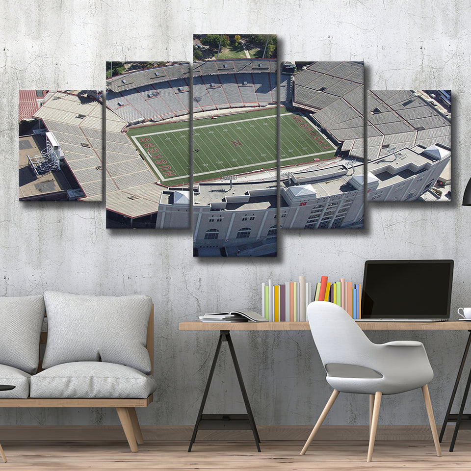 Nebraska Cornhuskers Stadium Canvas Prints Memorial Stadium Wall Art American,Multi Panels,Sport Stadium Art Prints, Fan Gift