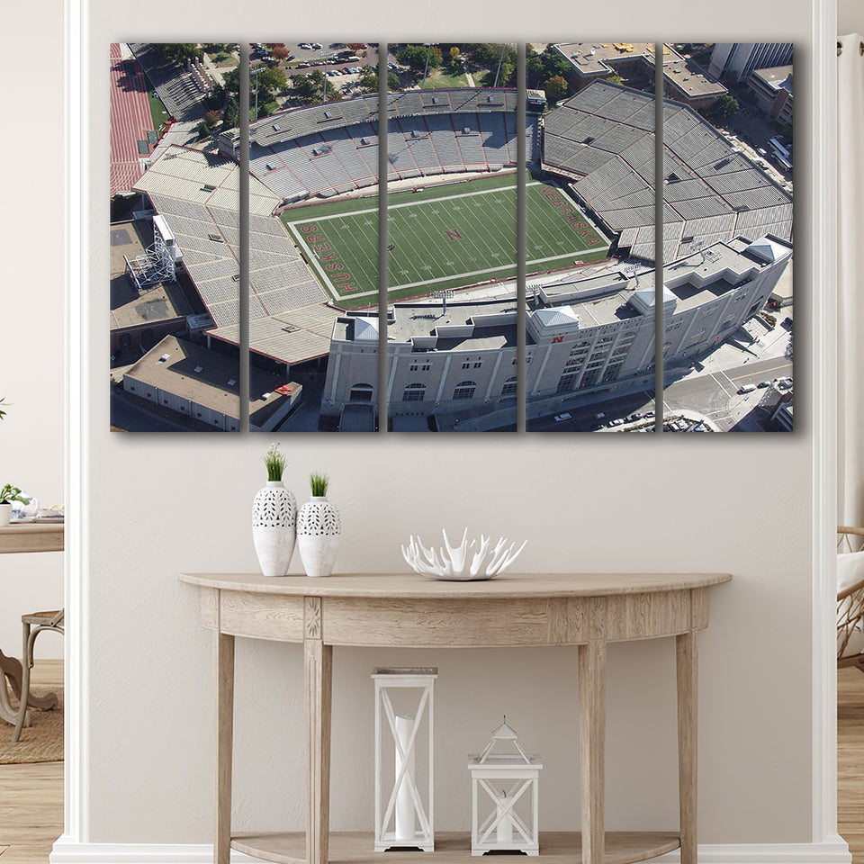 Nebraska Cornhuskers Stadium Canvas Prints Memorial Stadium Wall Art American,Multi Panels B,Sport Stadium Art Prints, Fan Gift