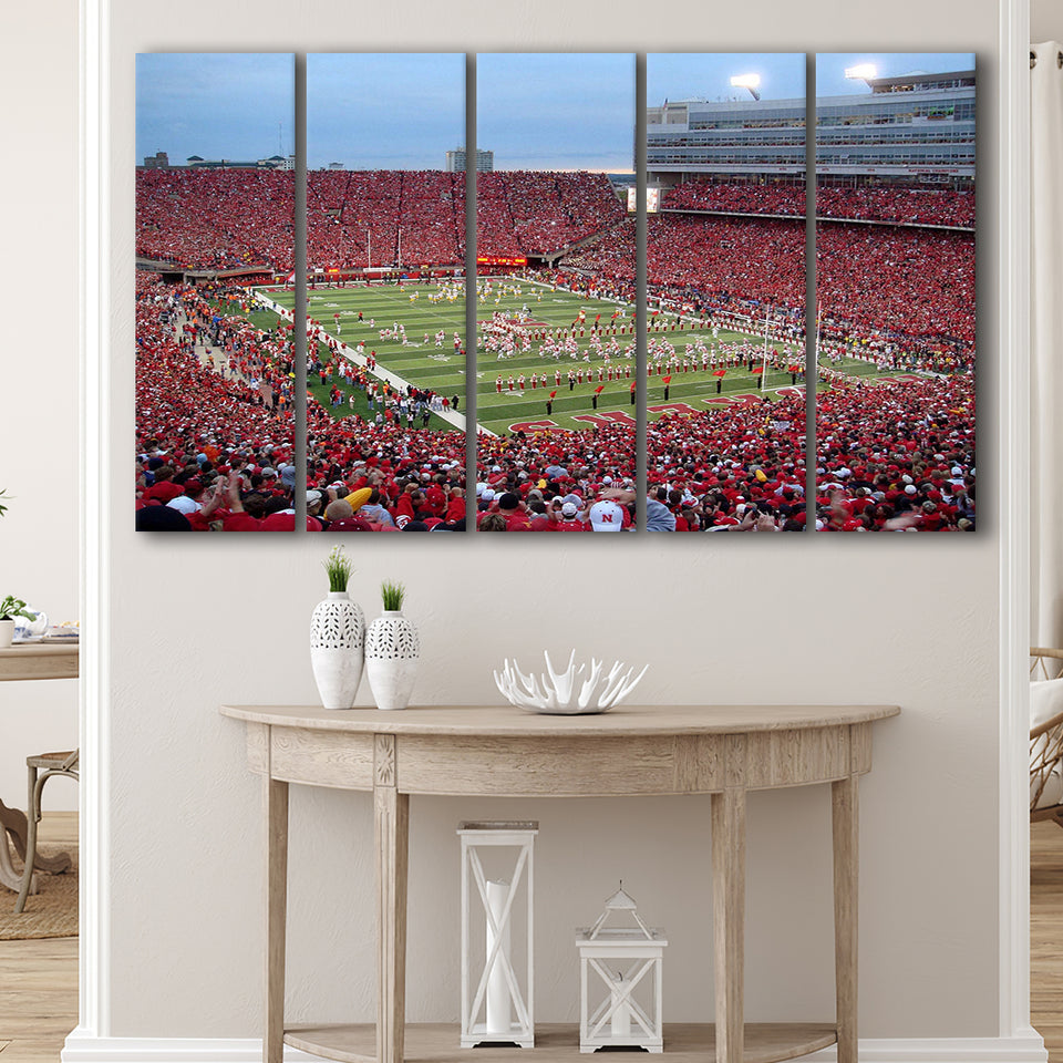 Nebraska Cornhuskers Wall Art Memorial Stadium Canvas Prints American,Multi Panels B,Sport Stadium Art Prints, Fan Gift