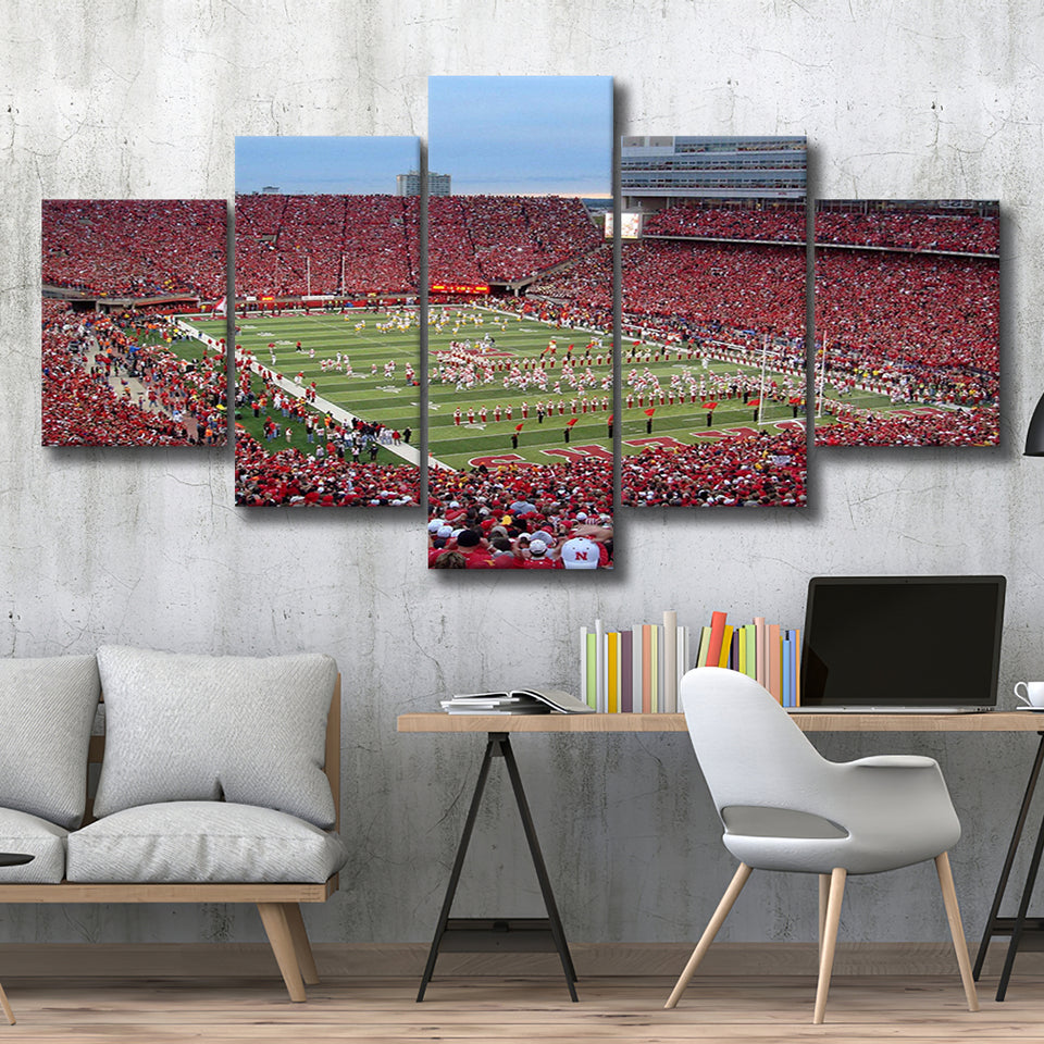 Nebraska Cornhuskers Wall Art Memorial Stadium Canvas Prints American,Multi Panels,Sport Stadium Art Prints, Fan Gift