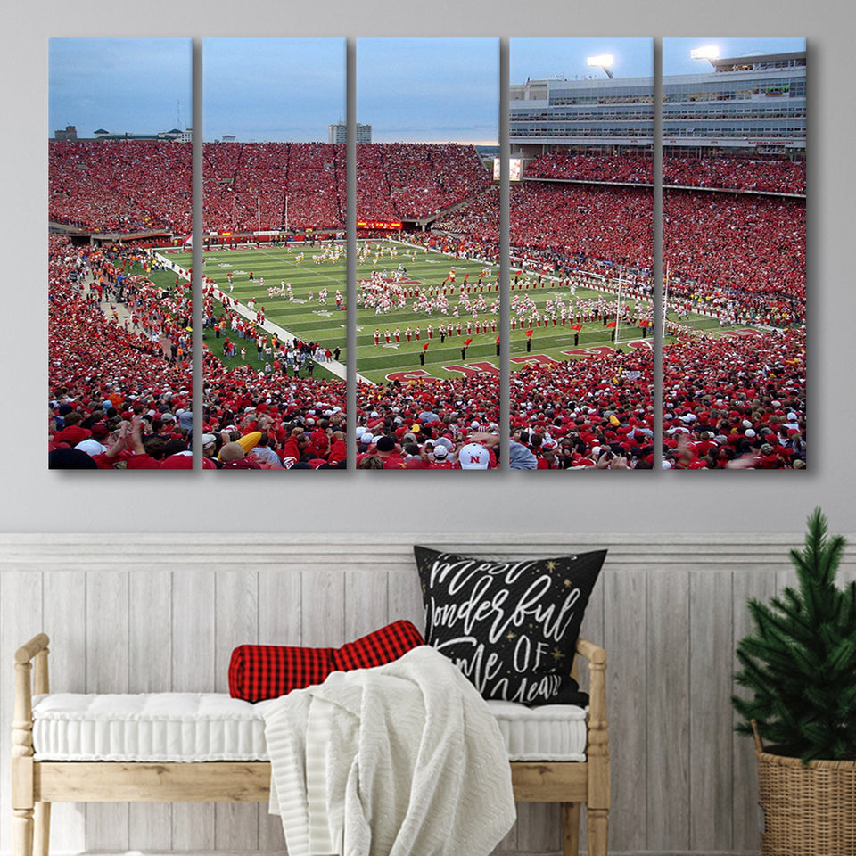 Nebraska Cornhuskers Wall Art Memorial Stadium Canvas Prints American,Multi Panels B,Sport Stadium Art Prints, Fan Gift