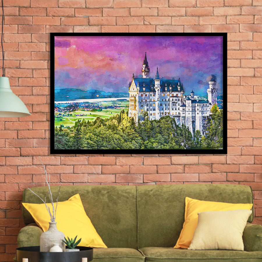 Neuschwanstein Castle Germany City Art Watercolor Framed Art Prints Wall Art Decor,Framed Picture