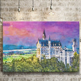 Neuschwanstein Castle Germany City Art Watercolor Canvas Prints Wall Art Home Decor, Large Canvas