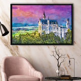 Neuschwanstein Castle Germany City Art Watercolor Framed Canvas Prints Wall Art Home Decor,Floating Frame