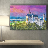 Neuschwanstein Castle Germany City Art Watercolor Canvas Prints Wall Art Home Decor, Large Canvas