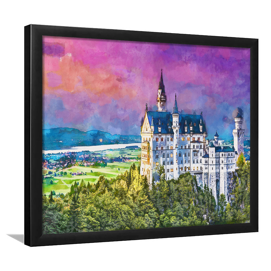 Neuschwanstein Castle Germany City Art Watercolor Framed Art Prints Wall Art Decor,Framed Picture