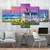 Neuschwanstein Castle Germany 5 Pieces Mixed Canvas Prints Wall Art Home Decor