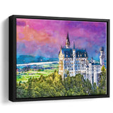 Neuschwanstein Castle Germany City Art Watercolor Framed Canvas Prints Wall Art Home Decor,Floating Frame