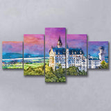 Neuschwanstein Castle Germany 5 Pieces Mixed Canvas Prints Wall Art Home Decor
