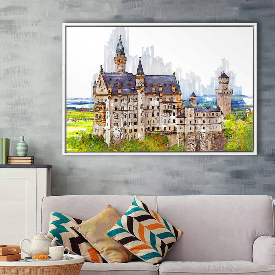 Neuschwanstein Castle, Framed Canvas Prints Wall Art Home Decor,Floating Frame, Ready to Hang