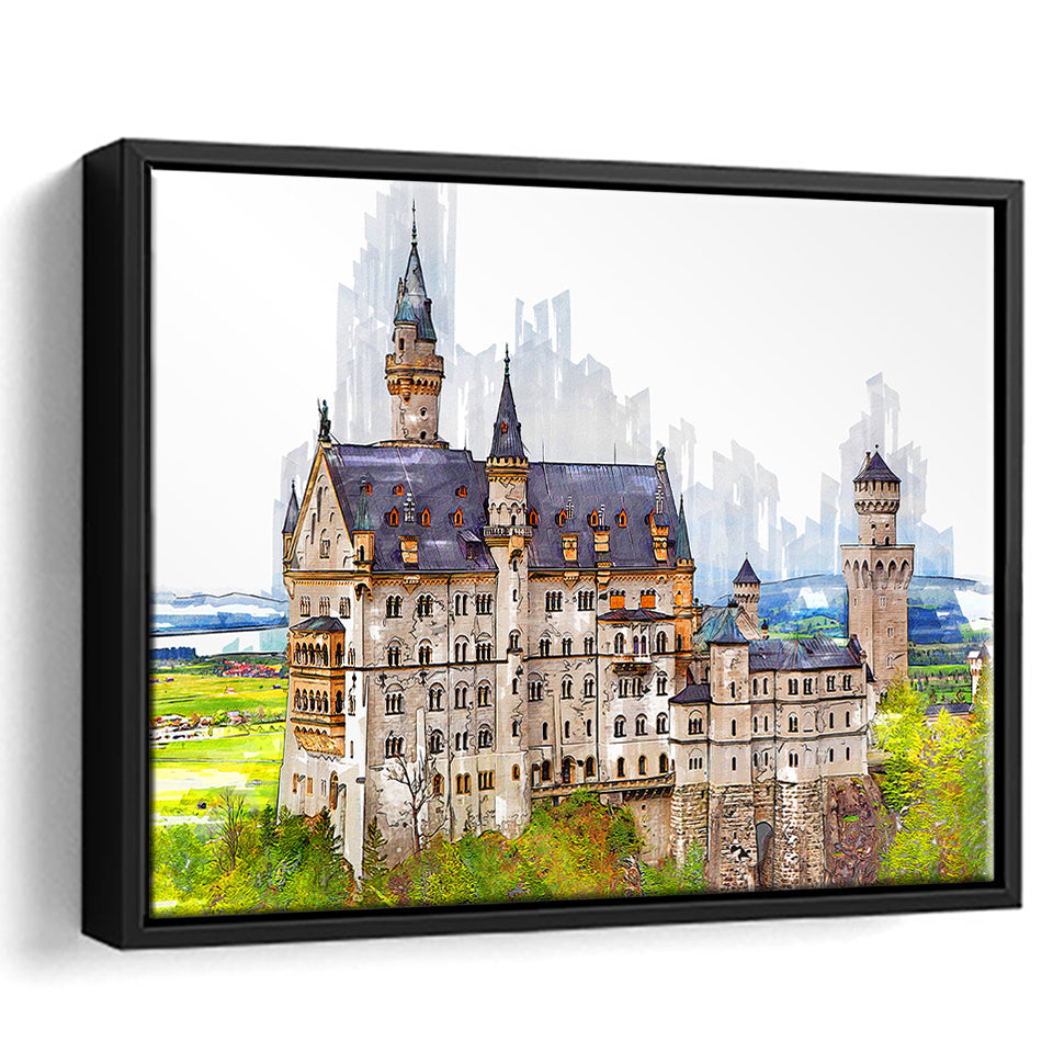 Neuschwanstein Castle, Framed Canvas Prints Wall Art Home Decor,Floating Frame, Ready to Hang
