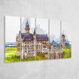 Neuschwanstein Castle, Multi Panels, 5 Pieces B, Canvas Prints Wall Art Home Decor,X Large Canvas