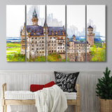 Neuschwanstein Castle, Multi Panels, 5 Pieces B, Canvas Prints Wall Art Home Decor,X Large Canvas