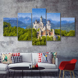 Neuschwanstein Castle Germany 5 Piece Canvas Prints Wall Art Decor - Painting Canvas, Multi Panels