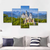 Neuschwanstein Castle Germany 5 Piece Canvas Prints Wall Art Decor - Painting Canvas, Multi Panels