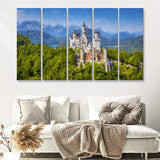 Neuschwanstein Castle Germany 5 Piece B Canvas Prints Wall Art Decor - Painting Canvas, Multi Panels