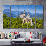 Neuschwanstein Castle Germany 5 Piece B Canvas Prints Wall Art Decor - Painting Canvas, Multi Panels
