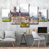 Neuschwanstein Castle, Multi Panels, 5 Pieces, Canvas Prints Wall Art Home Decor