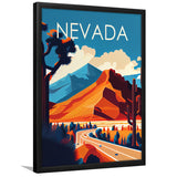Nevada Retro Art Print, City Art Print, Framed Art Print Wall Art Home Decor, Framed Picture