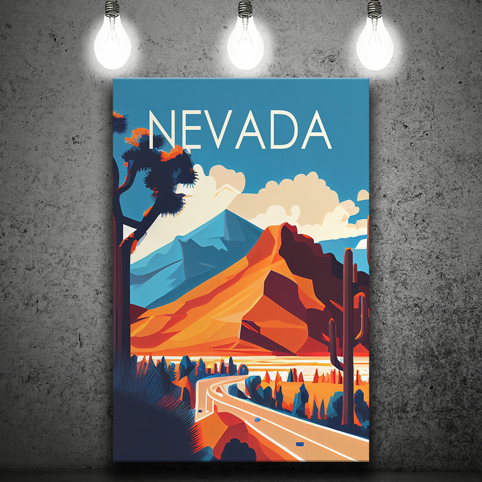 Nevada Retro Art Print ,City Art Print, Large Canvas, Canvas Print Wall Art Home Decor