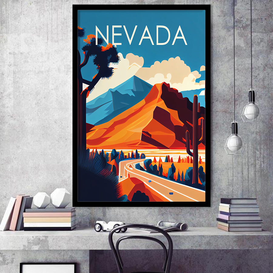 Nevada Retro Art Print, City Art Print, Framed Art Print Wall Art Home Decor, Framed Picture