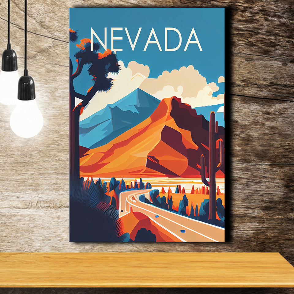 Nevada Retro Art Print ,City Art Print, Large Canvas, Canvas Print Wall Art Home Decor