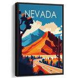 Nevada Retro Art Print, Large Canvas, Framed Canvas Print Wall Art Home Decor, Floating Frame
