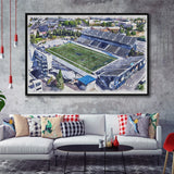 Nevada Wolf Pack Mackay Stadium Watercolor, Sport Art Prints Fan Gift, Framed Canvas Prints Wall Art Decor