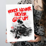 Never Give Up Graffiti Street Art Canvas Prints Wall Art Decor - Painting Canvas, Home Decor, Art Print, Art For Sale