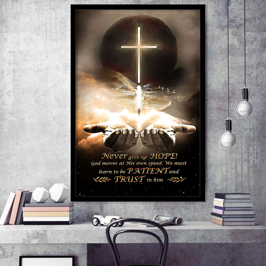 Never Give Up Hope Art Jesus Framed Art Print Wall Decor - Painting Art, Framed Picture, Home Decor