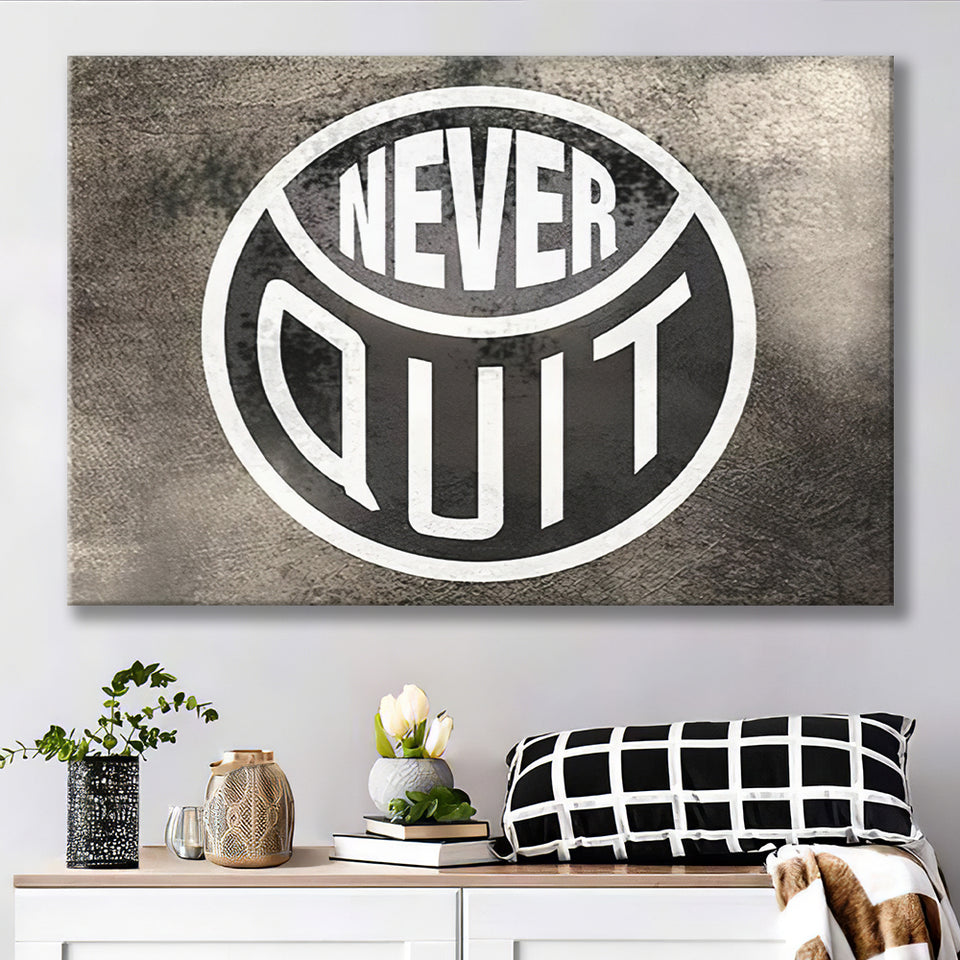 Never Quit Canvas Prints Wall Art - Painting Canvas,Office Business Motivation Art, Wall Decor