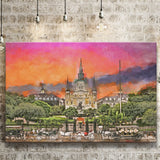 New Orleans Louisiana Jackson Square City Art Watercolor Canvas Prints Wall Art Home Decor, Large Canvas