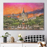 New Orleans Louisiana Jackson Square City Art Watercolor Canvas Prints Wall Art Home Decor, Large Canvas