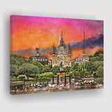 New Orleans Louisiana Jackson Square City Art Watercolor Canvas Prints Wall Art Home Decor, Large Canvas