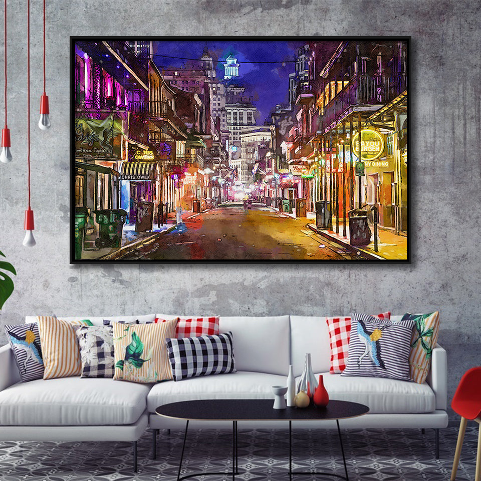 New Orleans Louisiana May V10 City Art Watercolor Framed Canvas Prints Wall Art Home Decor,Floating Frame