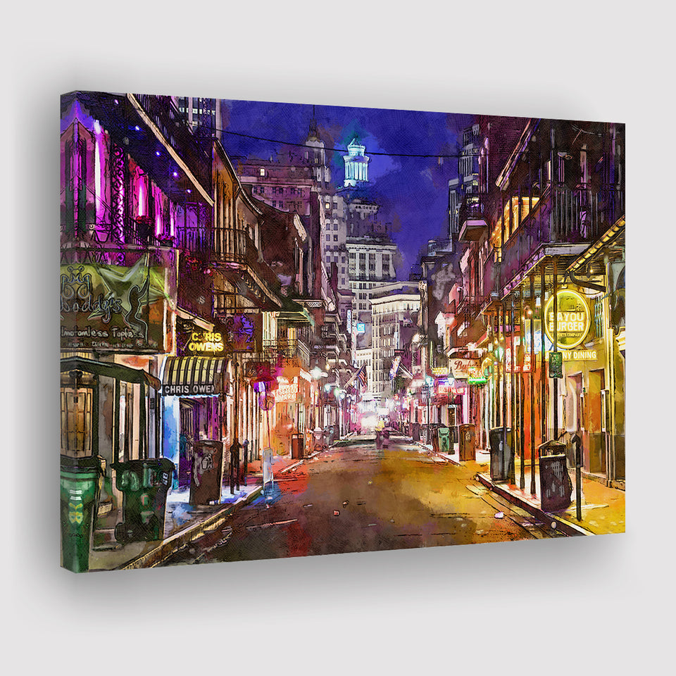 New Orleans Louisiana May V10 City Art Watercolor Canvas Prints Wall Art Home Decor, Large Canvas