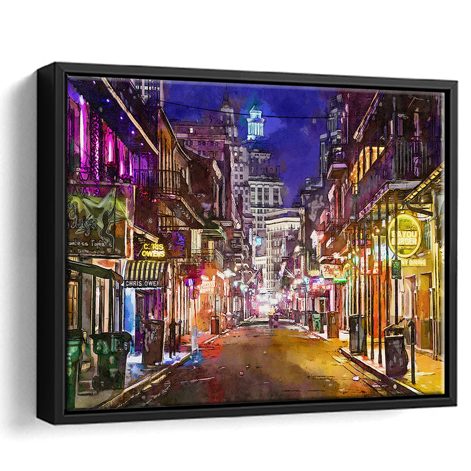 New Orleans Louisiana May V10 City Art Watercolor Framed Canvas Prints Wall Art Home Decor,Floating Frame