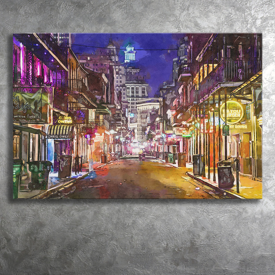 New Orleans Louisiana May V10 City Art Watercolor Canvas Prints Wall Art Home Decor, Large Canvas