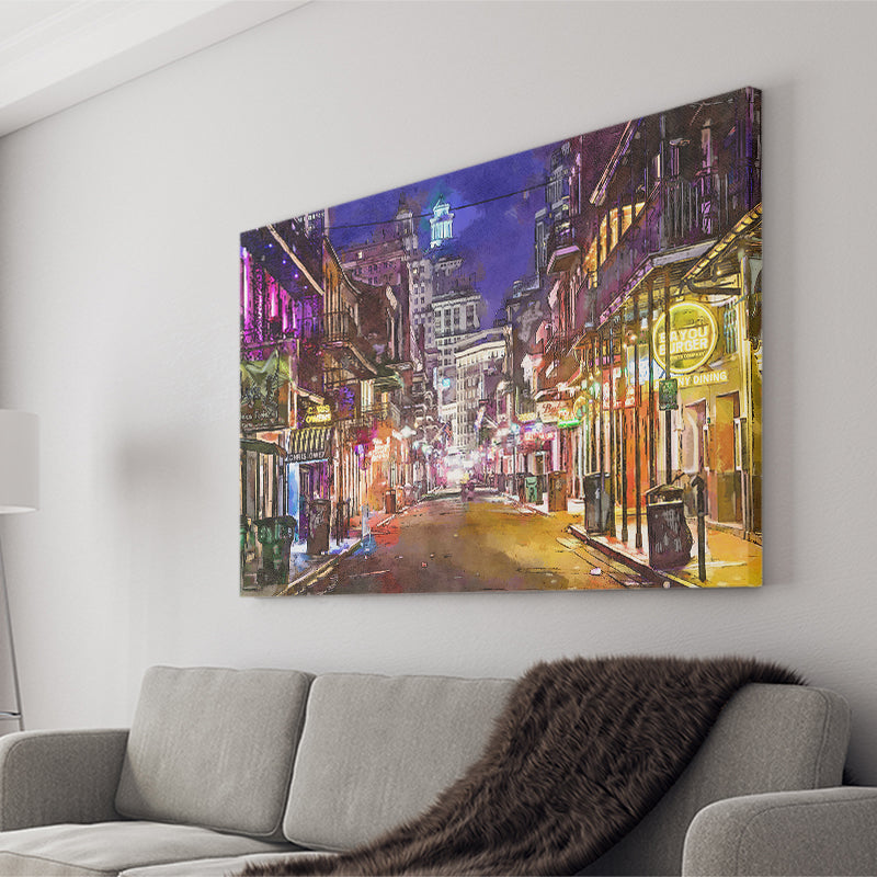 New Orleans Louisiana May V10 City Art Watercolor Canvas Prints Wall Art Home Decor, Large Canvas