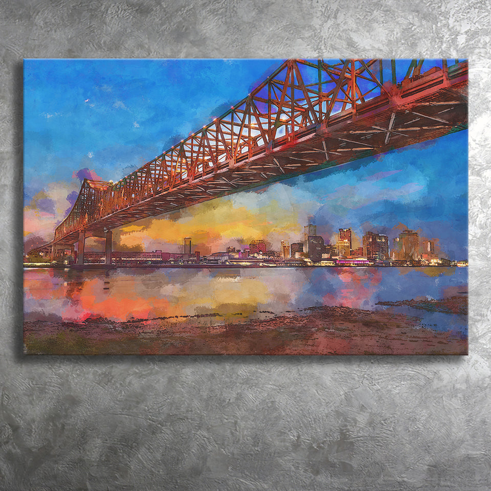 New Orleans Louisiana Usa Crescent City City Art Watercolor Canvas Prints Wall Art Home Decor, Large Canvas